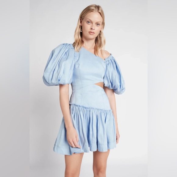 Aje Chateau Cut Out Mini Dress Sky Blue - Picture 4 of 9